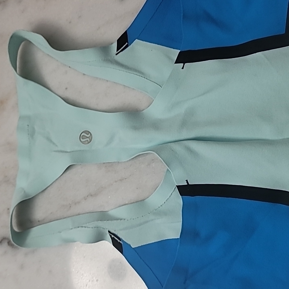 LULULEMON RacerBack Tank Top Color Block Blue Black - Picture 4 of 8